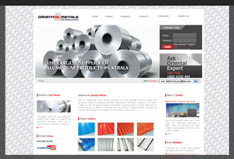 Website of Oriental Metals, Cochin